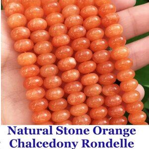 Natural Stone Orange Chalcedony Rondelle Abacus  5x8mm  15" Strand